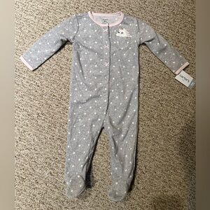 ✅3/$24 Carter's Baby Girl Unicorn Footed Fleece Onesie